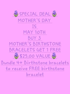 Hand Crafted Purple Mother's Day Birthstone Bracelet Bundle